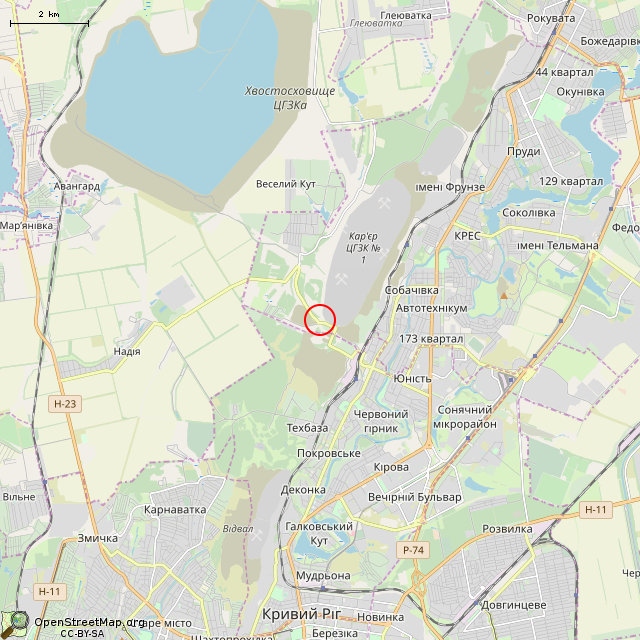 Карта где находится Руины вентиляционной шахты (Кривой Рог) в мелком масштабе