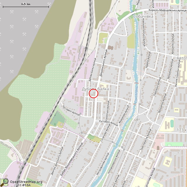 Карта где находится ул. Дышинского, 34 (Кривой Рог) в среднем масштабе