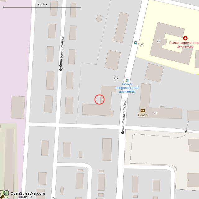 Карта где находится ул. Дышинского, 34 (Кривой Рог) в крупном масштабе