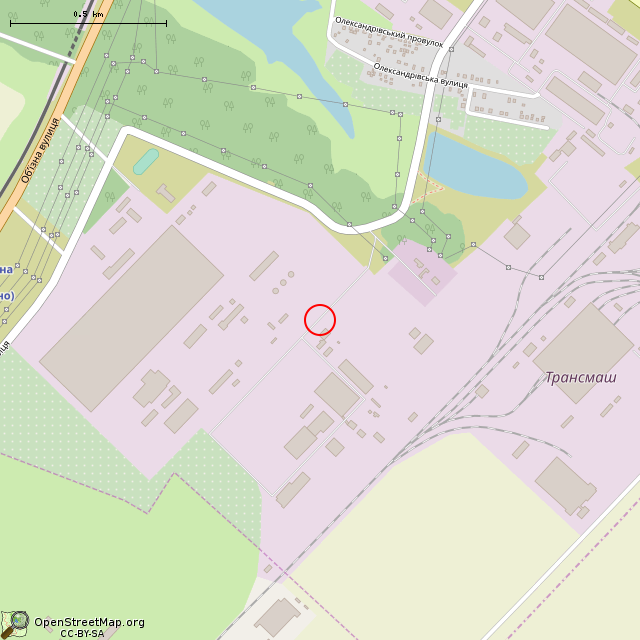 Карта где находится Бывшее здание КПП (Кривой Рог) в среднем масштабе