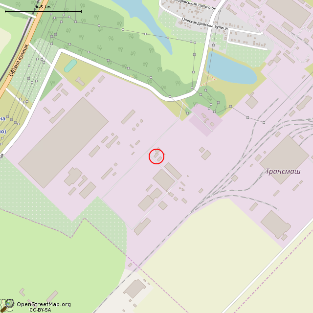 Карта где находится Заброшенное здание (Кривой Рог) в среднем масштабе