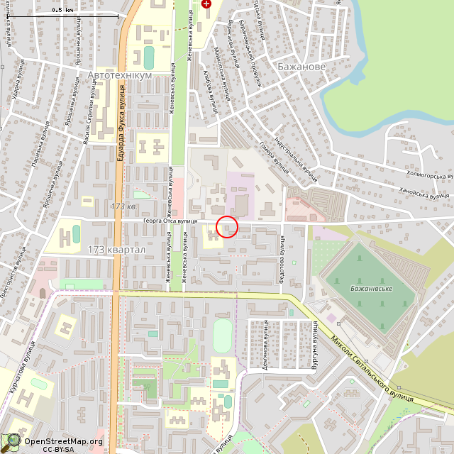 Карта где находится Заброшенное здание (Кривой Рог) в среднем масштабе