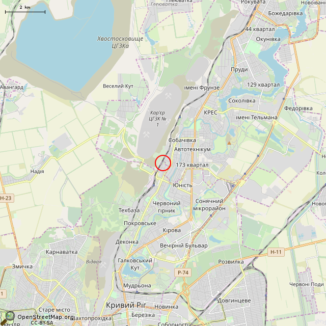 Карта где находится Заброшенное строительство (Кривой Рог) в мелком масштабе