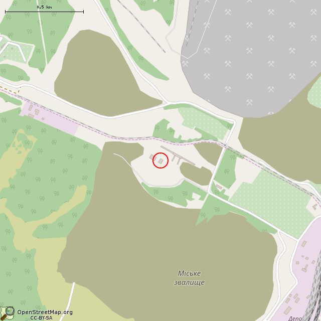 Карта где находится Руины надшахтного здания (Кривой Рог) в среднем масштабе