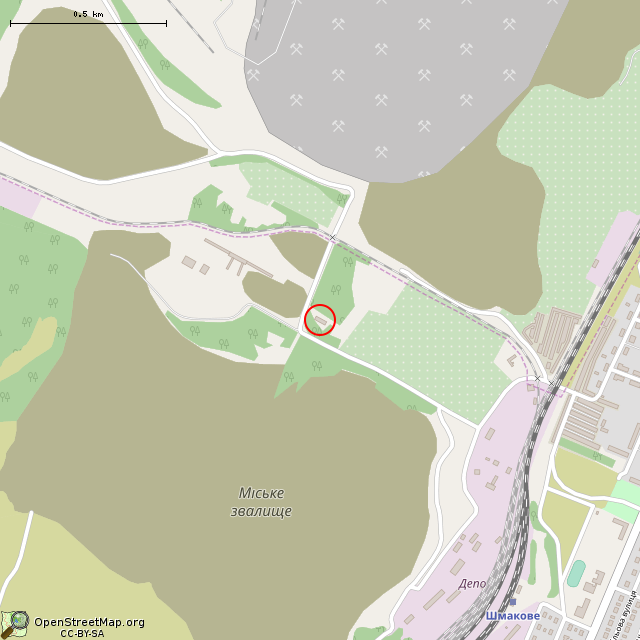 Карта где находится Заброшенный объект (Кривой Рог) в среднем масштабе