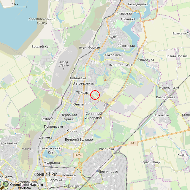 Карта где находится Кафе «Димон» (Кривой Рог) в мелком масштабе