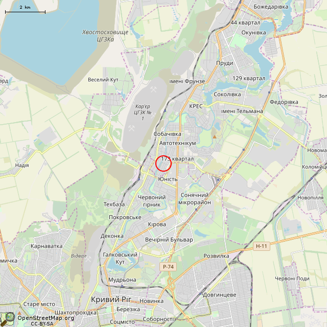 Карта где находится Заброшенный дом (Кривой Рог) в мелком масштабе