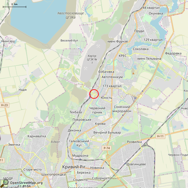 Карта где находится Фонтан (Кривой Рог) в мелком масштабе