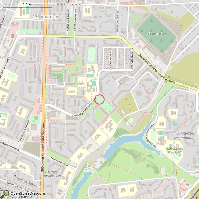 Карта где находится Скульптура «Казак с трубкой» (Кривой Рог) в среднем масштабе