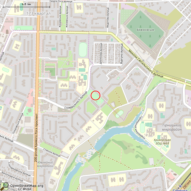 Карта где находится Скульптура «Кобзарь» (Кривой Рог) в среднем масштабе