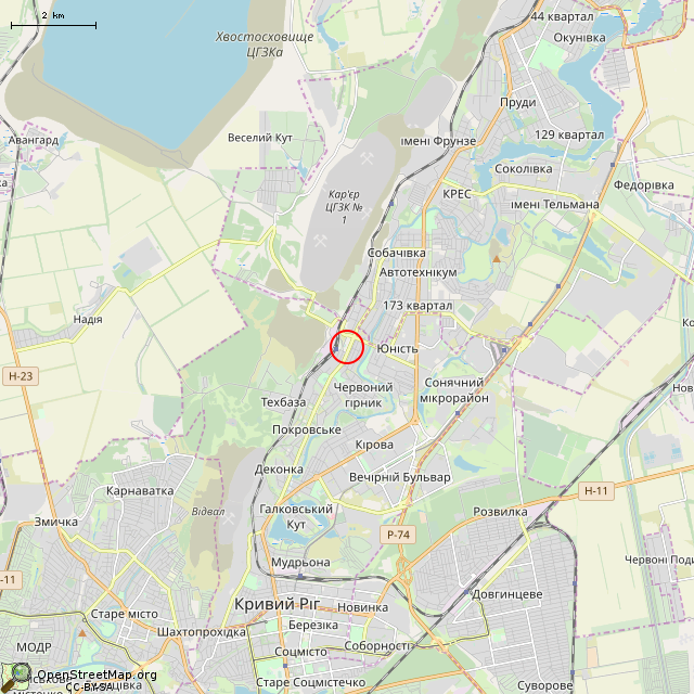 Карта где находится Старое здание школы № 51 (Кривой Рог) в мелком масштабе