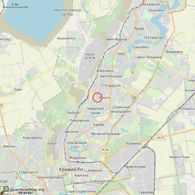 Карта где находится Родник (Кривой Рог) в мелком масштабе