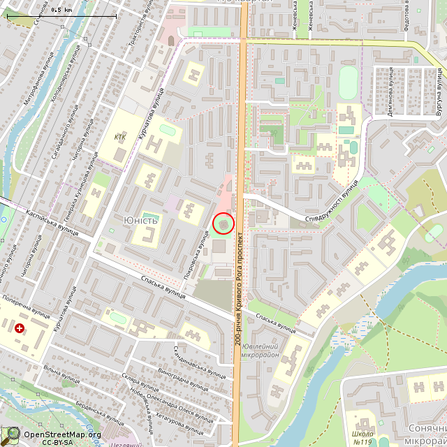 Карта где находится Цветок Кривбасса (Кривой Рог) в среднем масштабе