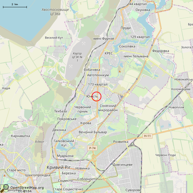 Карта где находится Цветок Кривбасса (Кривой Рог) в мелком масштабе