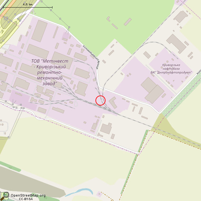 Карта где находится Бывший пост ЭЦ (Кривой Рог) в среднем масштабе