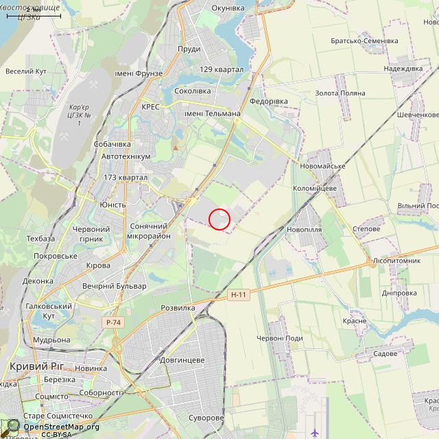 Карта где находится Бывший пост ЭЦ (Кривой Рог) в мелком масштабе