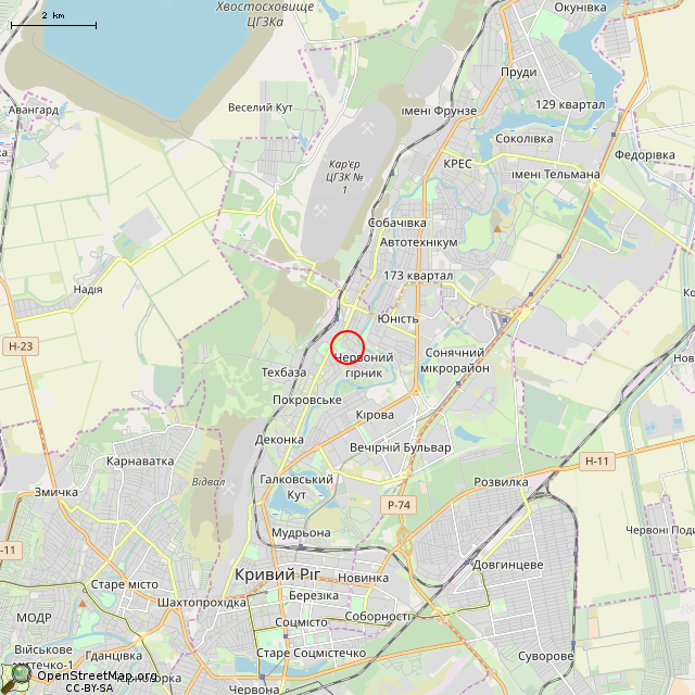 Карта где находится Скульптура «Старик со старухой» (Кривой Рог) в мелком масштабе