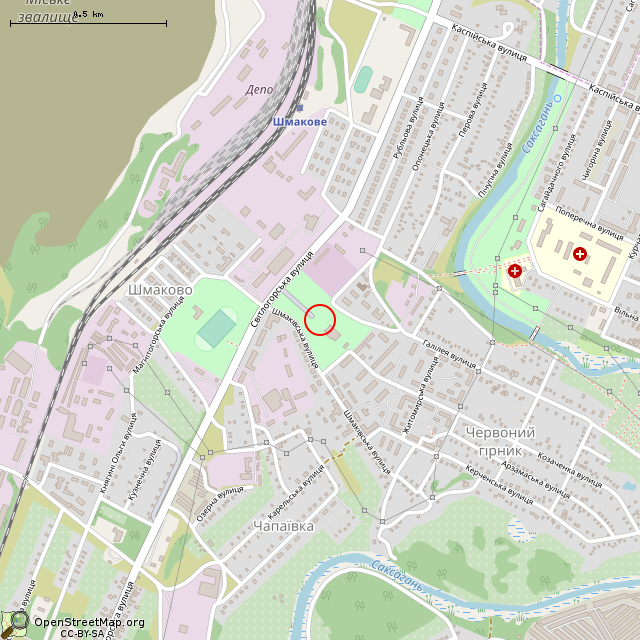 Карта где находится Неработающий фонтан (Кривой Рог) в среднем масштабе