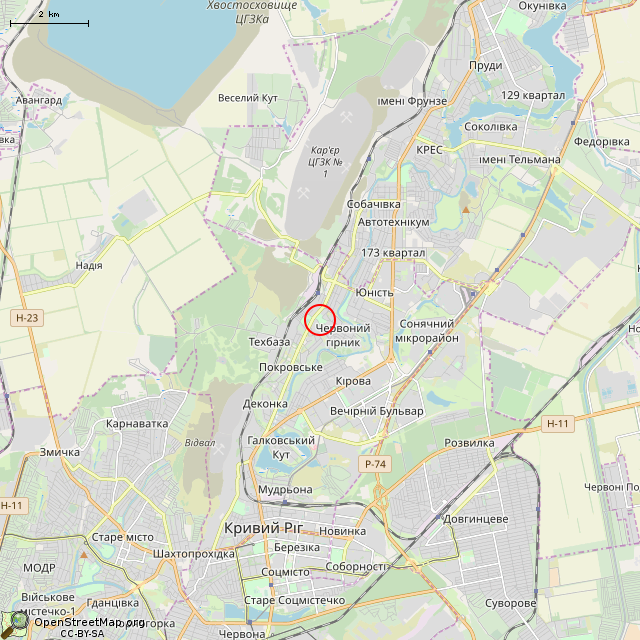 Карта где находится Неработающий фонтан (Кривой Рог) в мелком масштабе