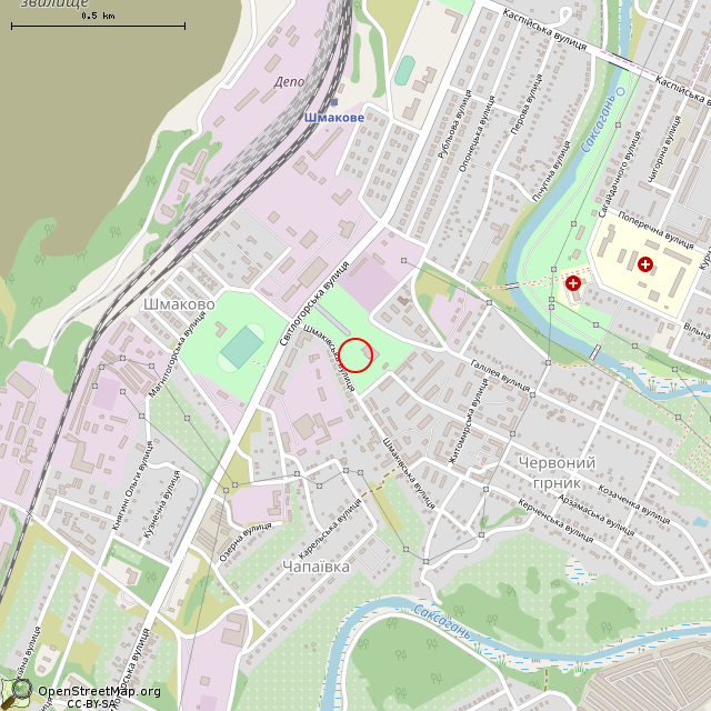 Карта где находится Памятник В. И. Ленину (Кривой Рог) в среднем масштабе