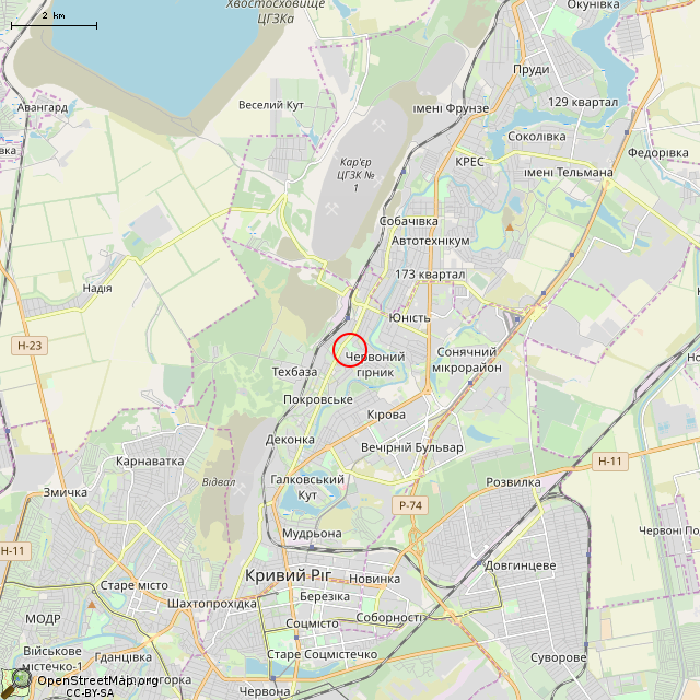 Карта где находится Памятник В. И. Ленину (Кривой Рог) в мелком масштабе