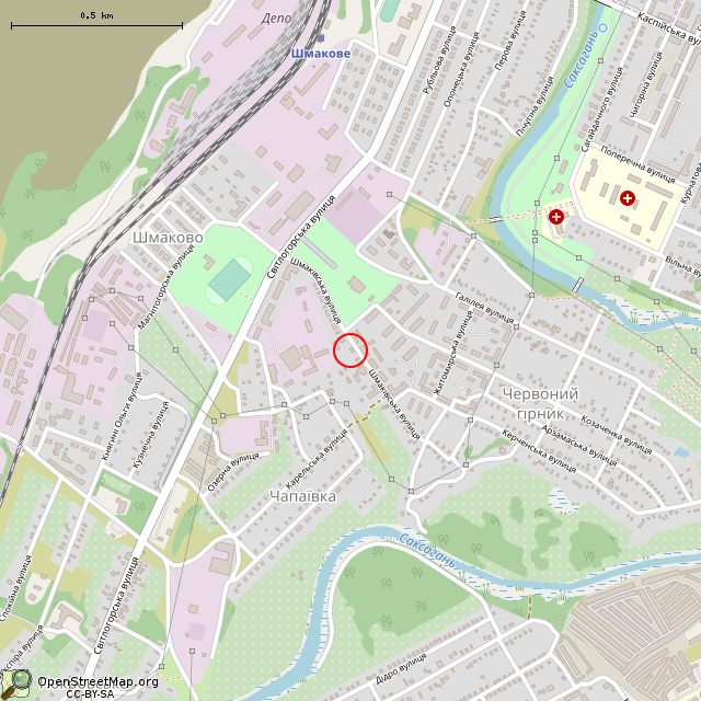 Карта где находится Шмаковская ул., 8 (Кривой Рог) в среднем масштабе