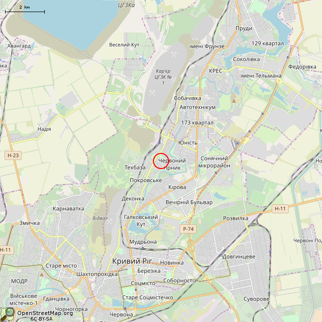 Карта где находится Шмаковская ул., 8 (Кривой Рог) в мелком масштабе