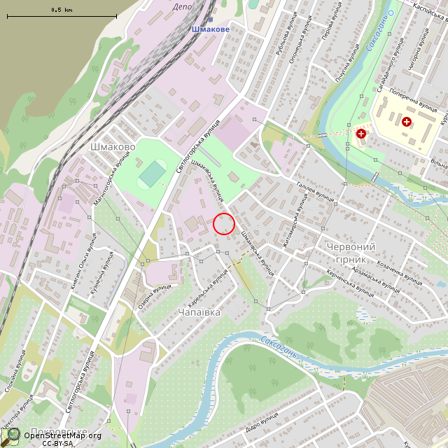 Карта где находится Заброшенное здание (Кривой Рог) в среднем масштабе