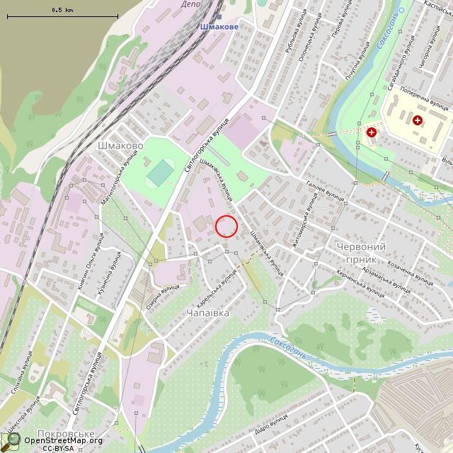 Карта где находится Руины сооружения (Кривой Рог) в среднем масштабе