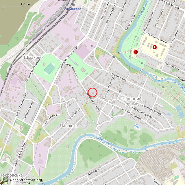 Карта где находится Шмаковская ул., 13 (Кривой Рог) в среднем масштабе