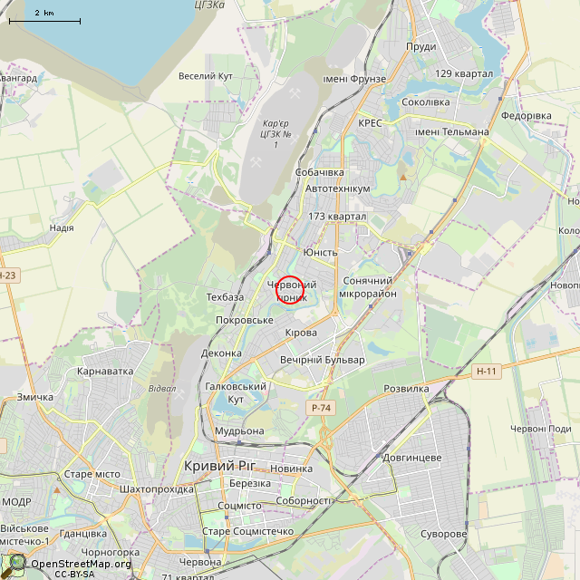 Карта где находится Заброшенный дом (Кривой Рог) в мелком масштабе