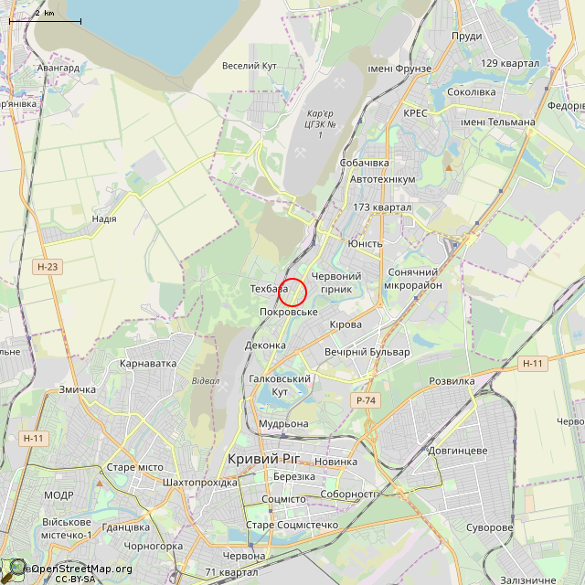 Карта где находится Здание бывшей земской школы (Кривой Рог) в мелком масштабе