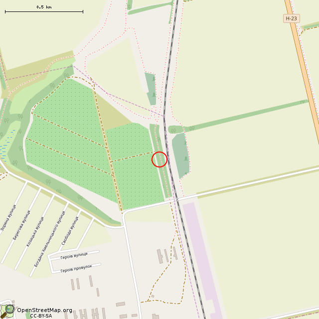 Карта где находится Заброшенный поливной лоток в среднем масштабе