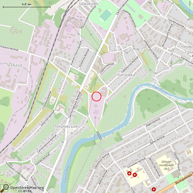 Карта где находится Техническое здание (Кривой Рог) в среднем масштабе