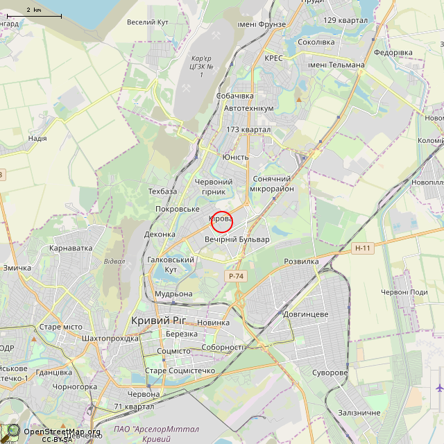 Карта где находится Боксы (Кривой Рог) в мелком масштабе