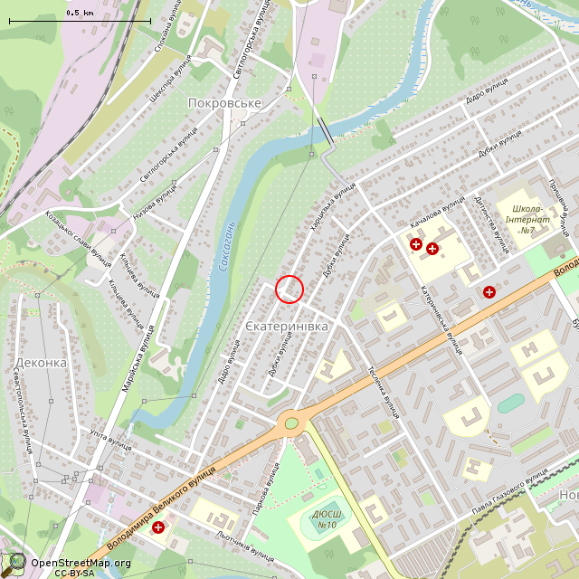 Карта где находится Заброшенная тяговая подстанция (Кривой Рог) в среднем масштабе