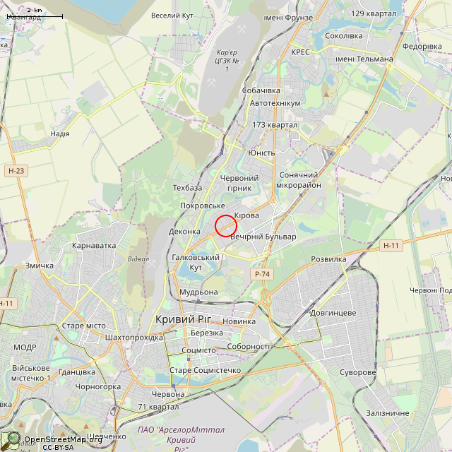 Карта где находится Капличка (Кривой Рог) в мелком масштабе