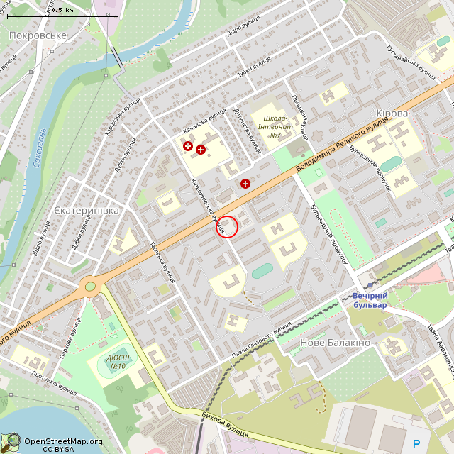 Карта где находится Бассейн с фонтаном (Кривой Рог) в среднем масштабе