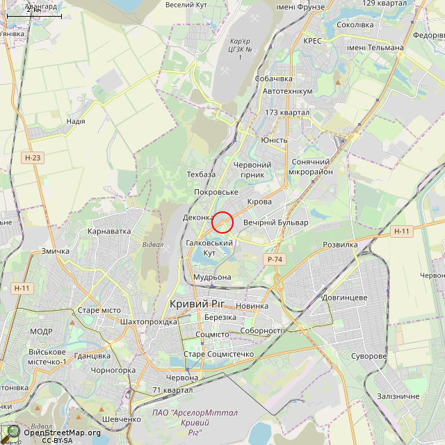 Карта где находится Памятник Владимиру Великому (Кривой Рог) в мелком масштабе