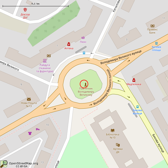 Карта где находится Памятник Артёму (Сергееву) (Кривой Рог) в крупном масштабе