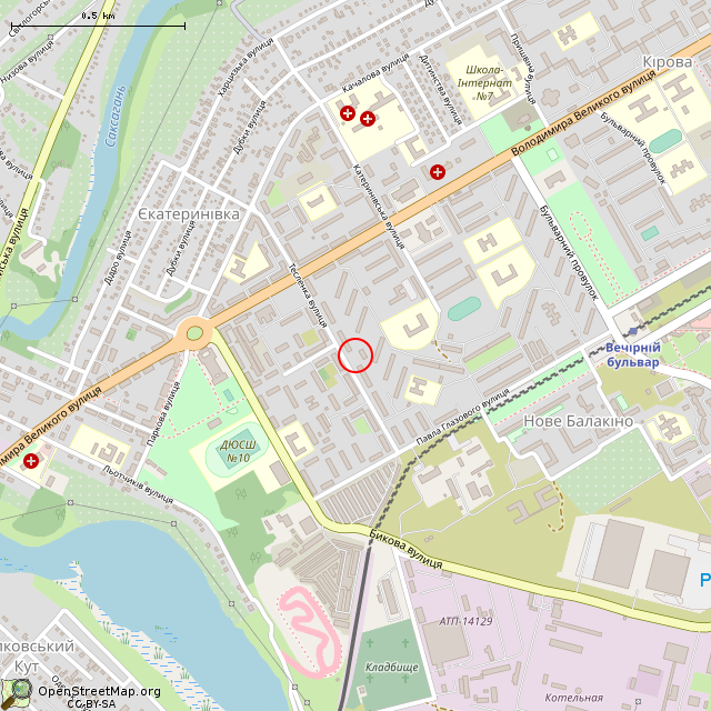 Карта где находится Скульптура «Обручальные кольца» (Кривой Рог) в среднем масштабе