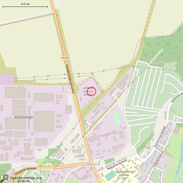 Карта где находится Самолёт Ан-12 № СССР-11344 (Кривой Рог) в среднем масштабе