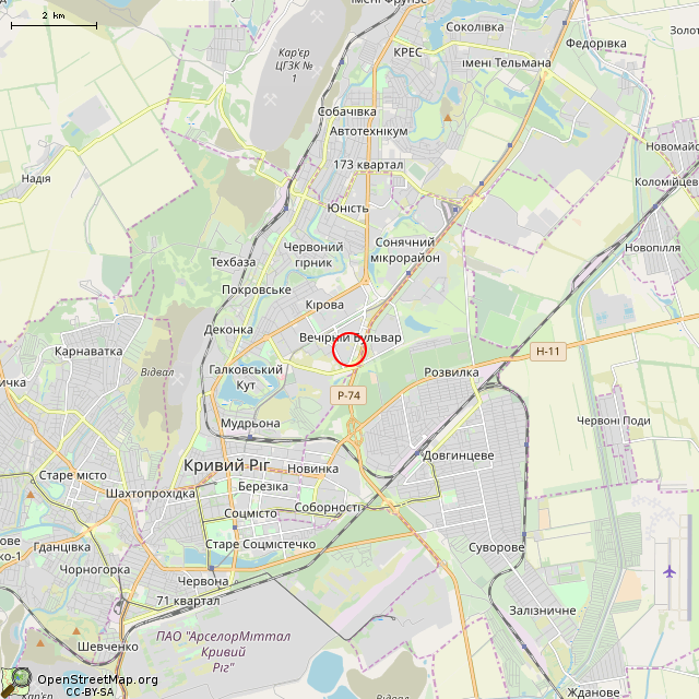 Карта где находится Мемориальная доска И. Т. Ротару (Кривой Рог)      | мемориальная (памятная) доска, барельеф в мелком масштабе