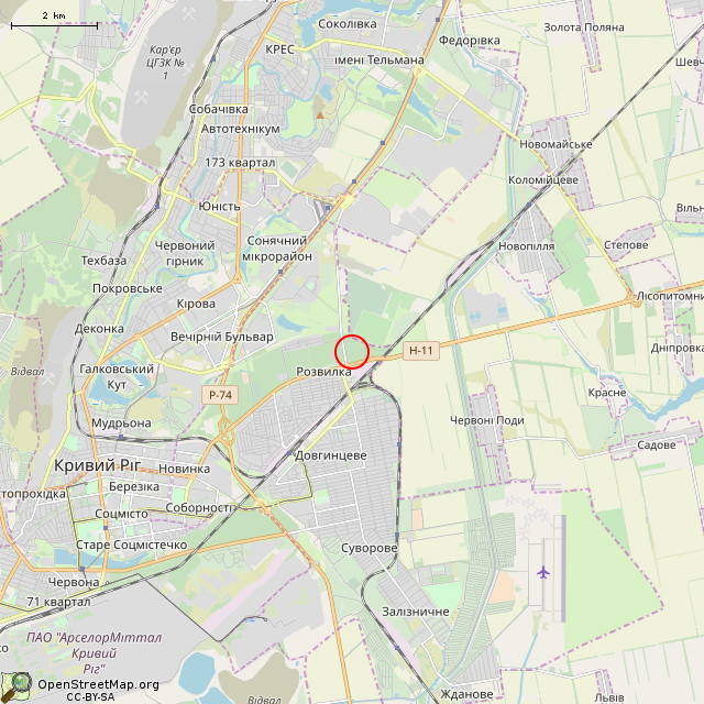 Карта где находится Подземный комплекс (Кривой Рог) в мелком масштабе