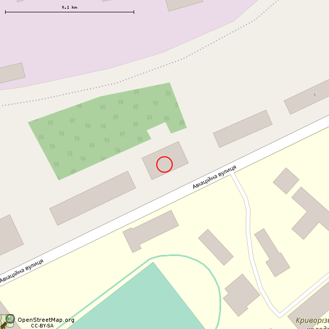 Карта где находится Заброшенное общежитие (Кривой Рог) в крупном масштабе