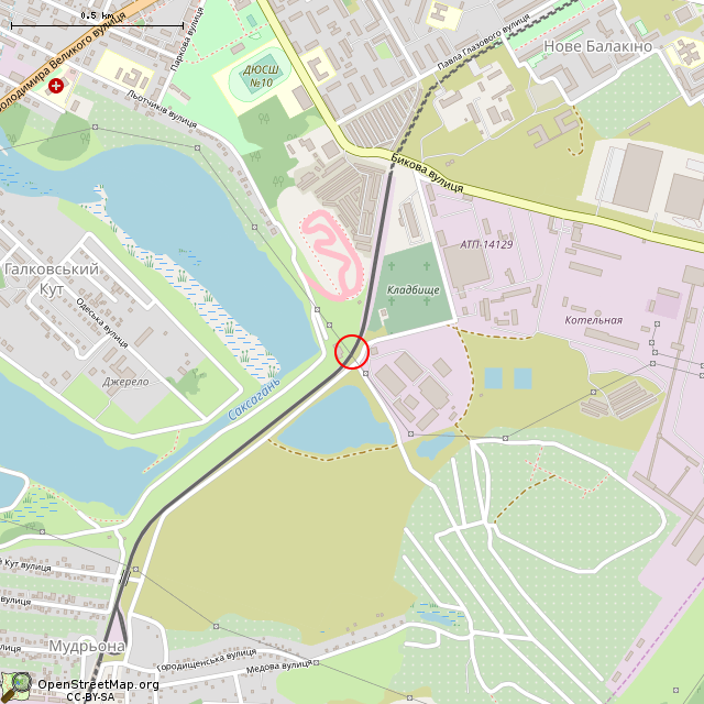 Карта где находится Закрытый подземный переход (Кривой Рог) в среднем масштабе