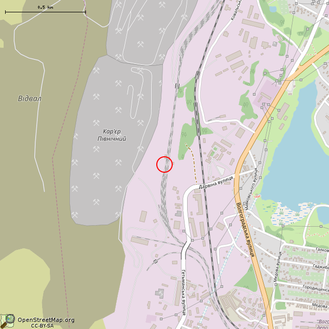 Карта где находится Шахта «Саксагань» (Кривой Рог) в среднем масштабе