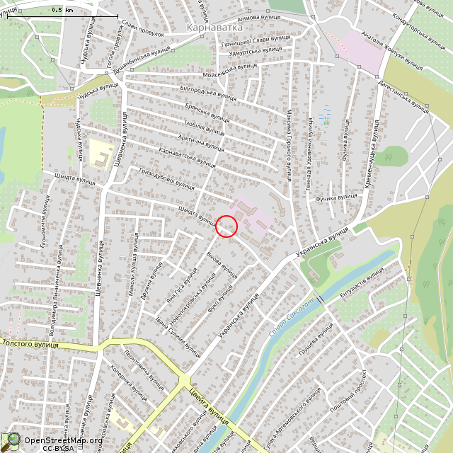 Карта где находится Заброшенный дом (Кривой Рог) в среднем масштабе