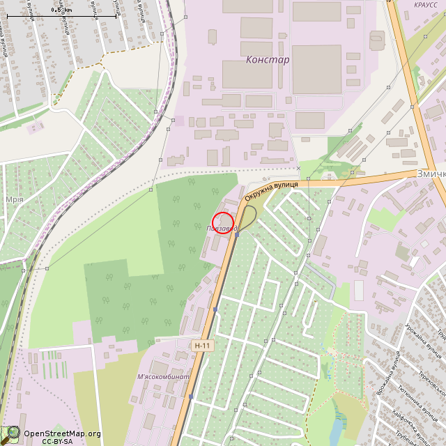 Карта где находится Бывший пивзавод (Кривой Рог) в среднем масштабе