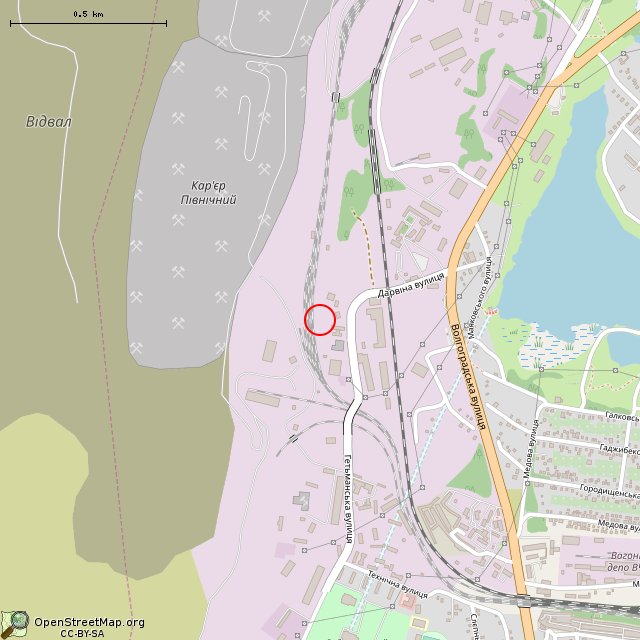 Карта где находится Промышленное здание (Кривой Рог) в среднем масштабе